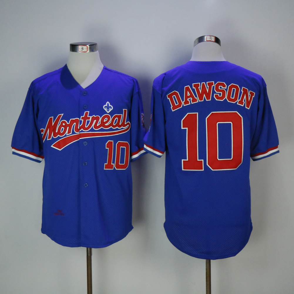 Men Montreal Expos 10 Dawson Blue Throwback MLB Jerseys